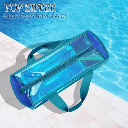 Image of Fammart Iridescent Clear Beach Bags Waterproof Sandproof for Women, Large Jelly Tote Zipper Pool Bag Cruise Essentials 2026