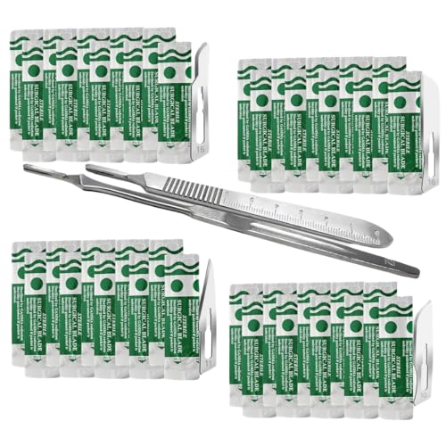 IMEDS Carbon Steel Sharp Blades Sterile Assorted Pack of 60 Pcs with Stainless Steel Scalpel Handles #3 and #7 All-in-One Kit to Make Finest Precision Cuts Multi-Function Scientific Lab Supplies