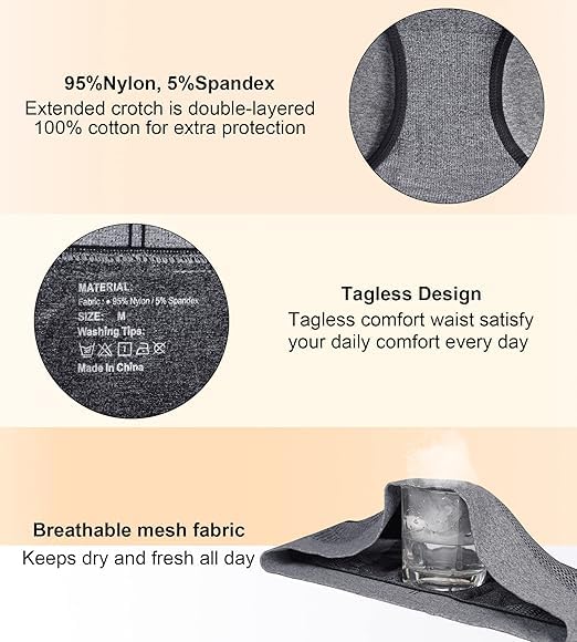 Annenmy Women's Underwear, Seamless Hipster Panties Women Breathable Tag Free Women Brief, Sport Wicking Underwear 5-Pack3