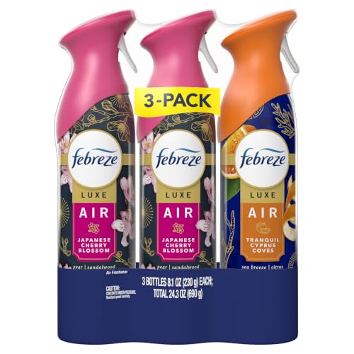 Image of Febreze Odor-Fighting Air Freshener Spray, Room Spray, Japanese Cherry Blossom and Tranquil Cyprus Coves scents, 8.1oz, 3 count