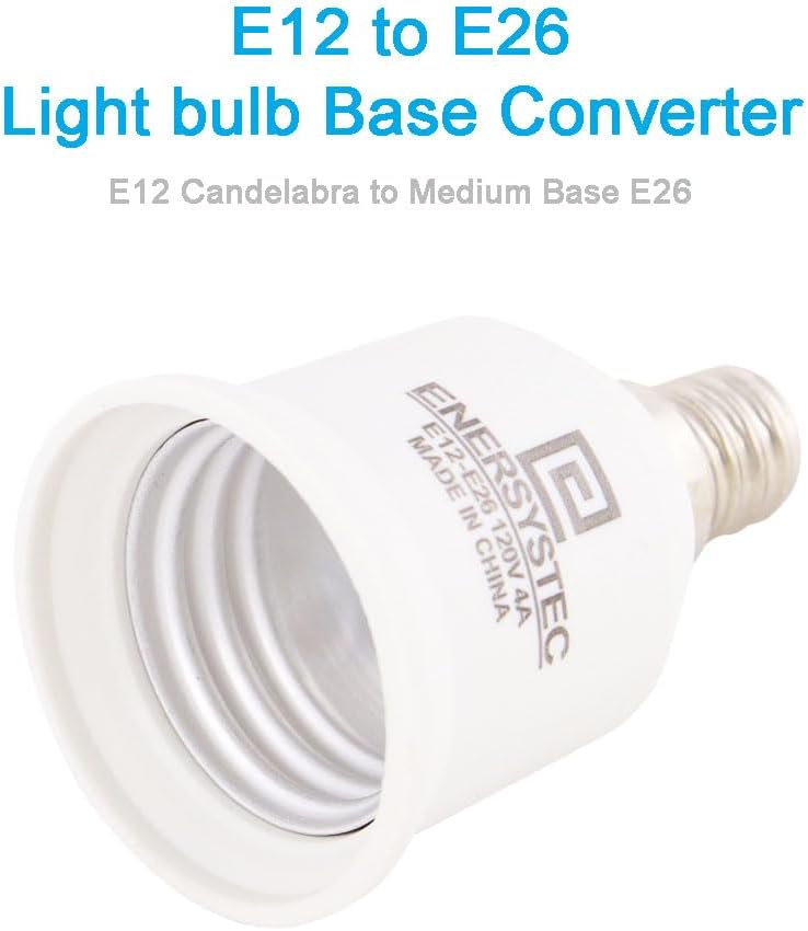 E12 to E26 Light Bulb Base Adapter, E12 Light Socket to Regular E26 Medium Screw Base, Candelabra E12 to Standard E26 Adapter, Chandelier Socket E12 Converter 2PACK