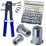 Rivet Nut Tool Kit 540Pcs Nut Riveter Tool Kit (M8/M6/M5/M4/M3), Suitable for Furniture, Decoration, Automobile, Shipbuilding and Industrial Applications