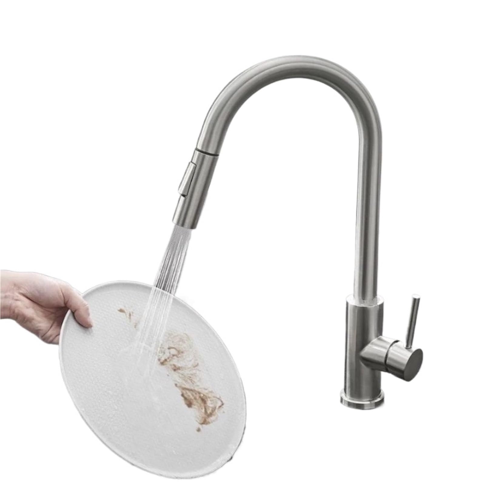 Dsfihjo Color2 Taps With Pull Out Sprayer White Oat Kitchen Pull-Out Faucet, Vegetable Basin, Sink, Rotating(,G1/2)