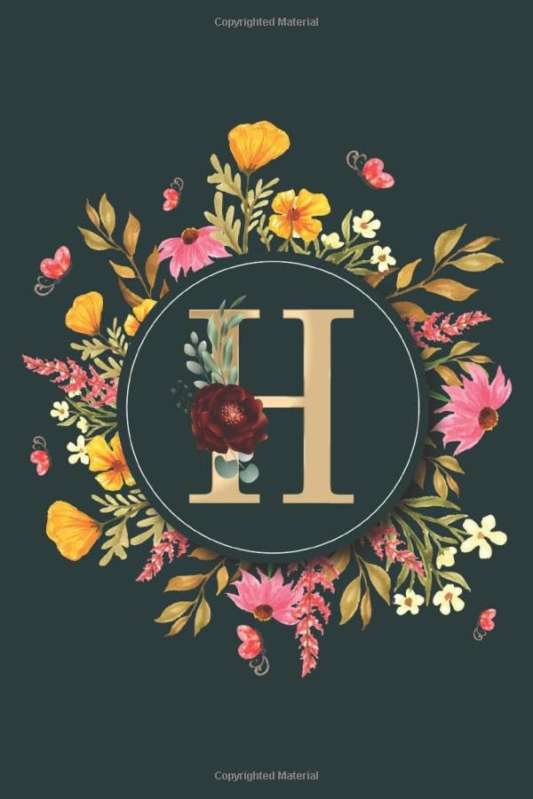 Letter H Notebook: Initial Monogram Letter H Journal - Pretty Personalized Lined Notebook For Kids, Girls, Women. ruled notebook Size 6 x 9 inches - 120 Pages