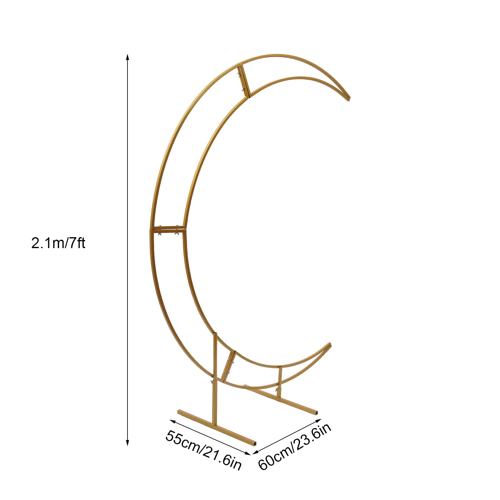 MHBXYZ 7ft Gold Metal Crescent Moon Wedding Arch Stand, Carbon Steel Wedding Arch Backdrop Stand, Curved Flower Balloon Frame for Wedding Birthday Party Anniversary Decorations