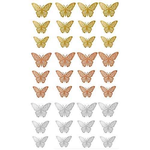 gotyou 36 Piezas 3D Pegatina de Pared de Mariposa calcomanías, Pegatina de pared 3D mural de Arte Artesania bricolaje pegatinas decoracion de mariposa Calcomanías para el Hogar Murales Cover