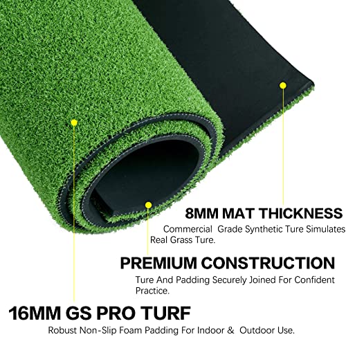 Golf Mats Practice Outdoor Indoor Matt 5X3 Ft Turf Hitting Mat With 2 Alignment Sticks 1 Swing Plate For Driving Range Backyard 5X4 5X5 (5'X3' Mat+1 Swing Plate+2 Sticks+4 Rubber Tees) #TOP2