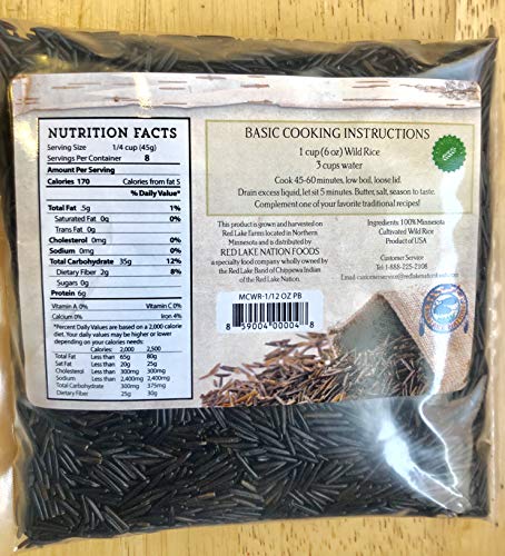 (Gluten Free) Red Lake Nation 100% All Natural Minnesota Cultivated Wild Rice, 12 Ounces #TOP1
