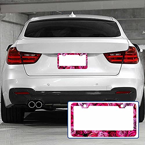 Nicokee Decorative License Plate Frame A Lot of Pink Roses Car Tag Frame Aluminum Auto License Plate Holder for Men Women
