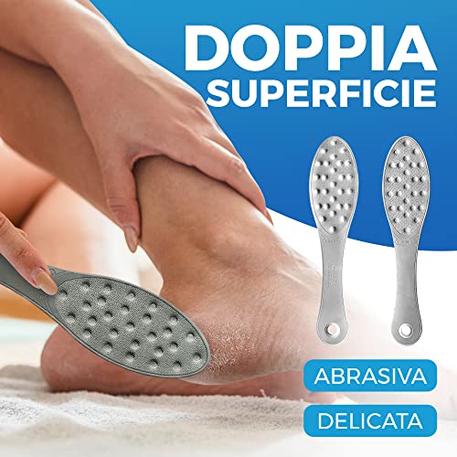 Imperial Feet Raspa Piedi Professionale - Lima Per Piedi A 2 Facce In Acciaio Inox - Raschietto Piedi E Pelle Bagnata O Asciutta - Utensile Pedicure, Rimuove Calli, Facile Da Pulire, Grattugia Talloni - 2