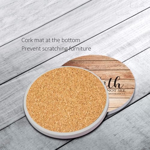 Sous-verres chrétiens en bois avec support (lot de 6) et versets - 4