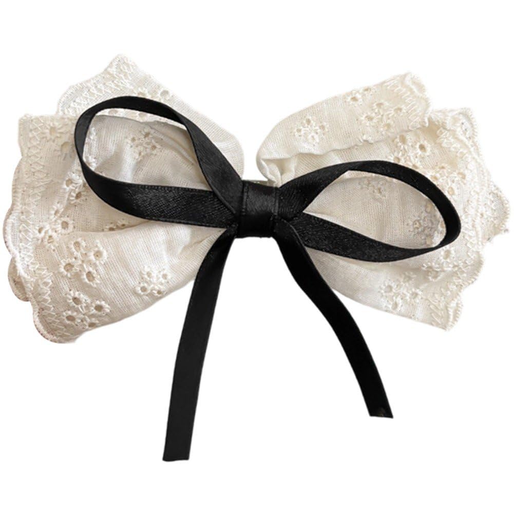 Sslvya Lace Bow Hair Barrettes Sweet Bowknot French Style Hairpin for Women Wedding Prom Party Hair Accessories