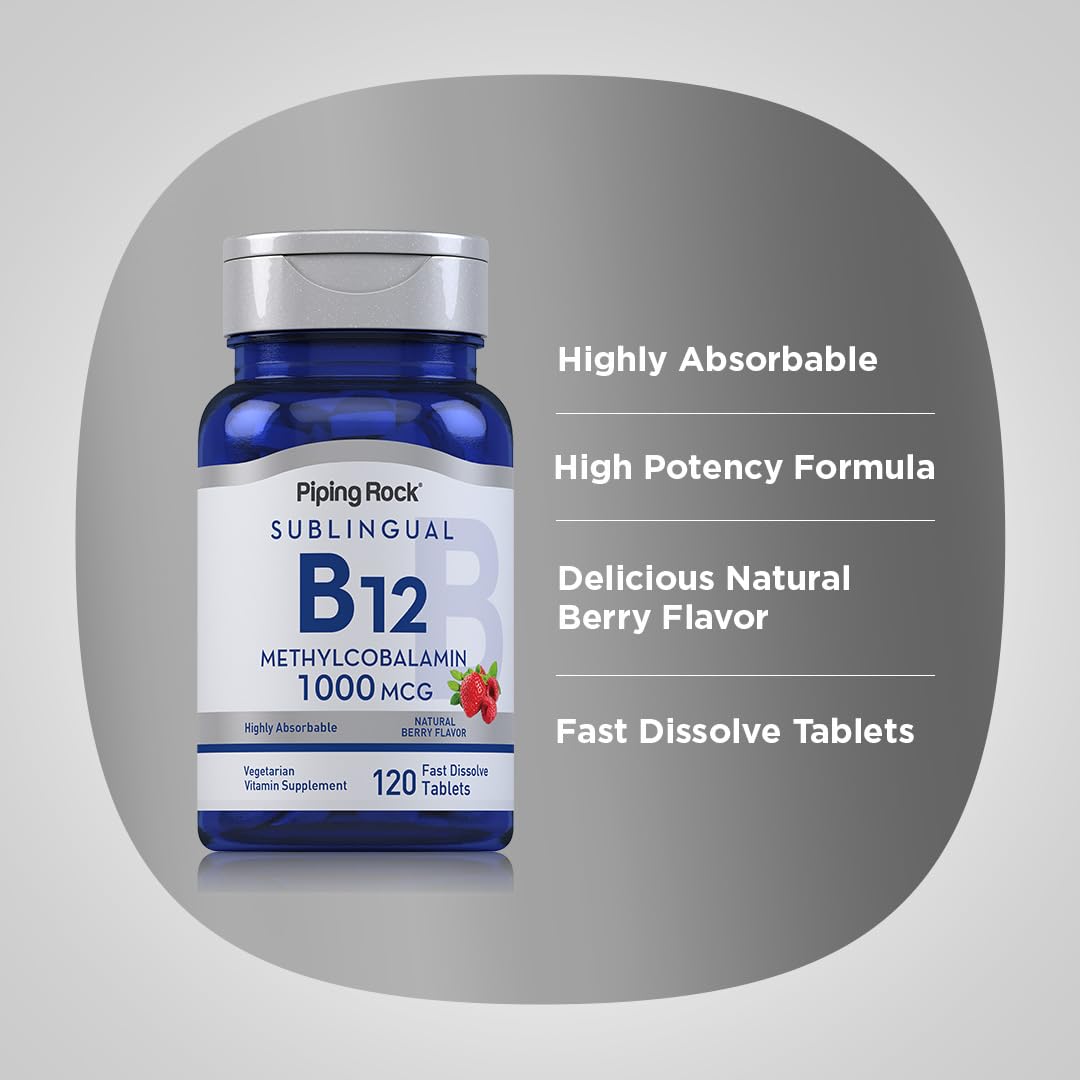 Piping Rock Vitamin B12 1000 mcg Sublingual | 120 Tablets — Amazon image 4
