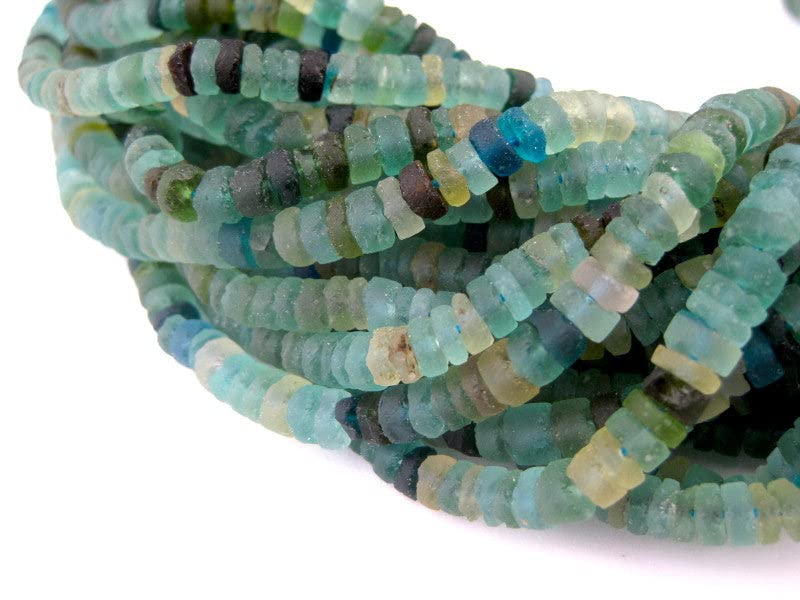 Cylindrical Roman Glass Beads, 100% Authentic and Genuine Ancient Glass, Made in Afghanistan, Matte Glass Beads for Jewelry Making, The Bead Chest