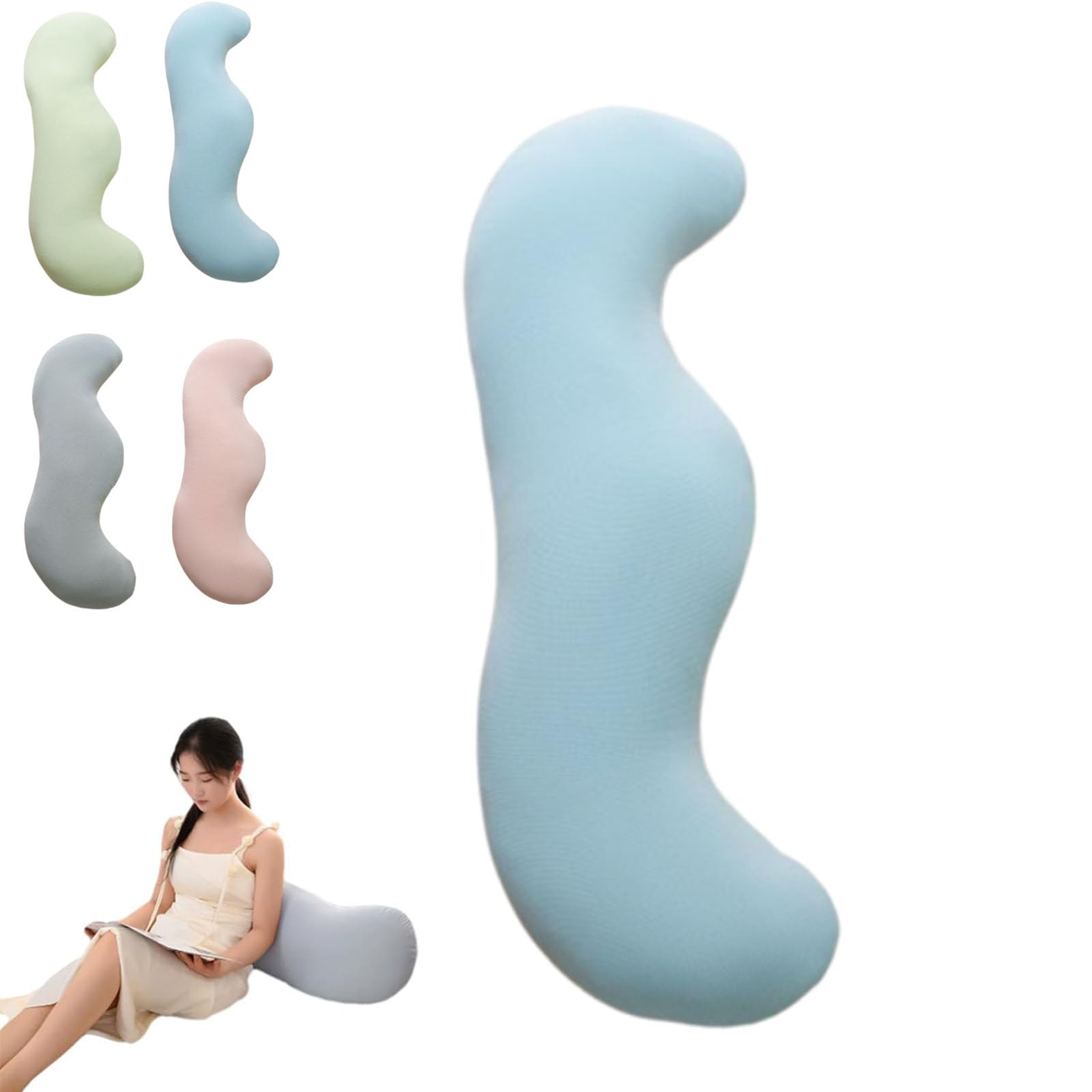 Pea Pod Body Pillow for Side Sleepers, Ergonomic Cooling Memory Foam Pillow, Washable Cover Full Body Support Pillow for Adults Bedroom Sofa (BLUE,for 145cm-165cm)
