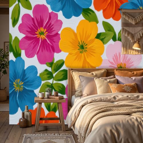 Décoration Murale XXL Salon et Chambre Fleurs Colorées Pop