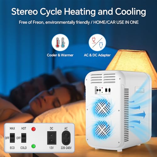 Cormix Mini Kühlschrank 18L, 2 in 1 Kleiner Kühlschrank mit Kühl- und Heizfunktion, Tragbar mit Kühl- und Heizfunktion, Kleiner Getränkekühlschrank 12V DC/220V AC für Hause Büro Camping und Auto