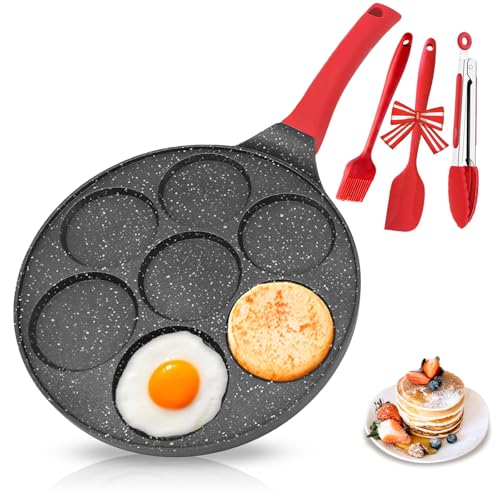 Image of EZJOB Egg Pan Omelette Pan Silver Dollar Pancake Pan for Kids Mini Pancake Maker Nonstick Breakfast Skillet for Pancake, Hamburger, Sandwiches