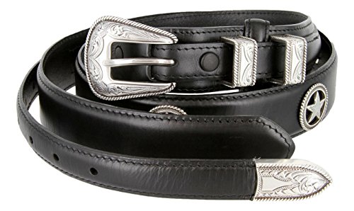 Silver Star Men's Oil Tanned Leather Ranger Belt With Engraved Sterling Silver Buckle3
