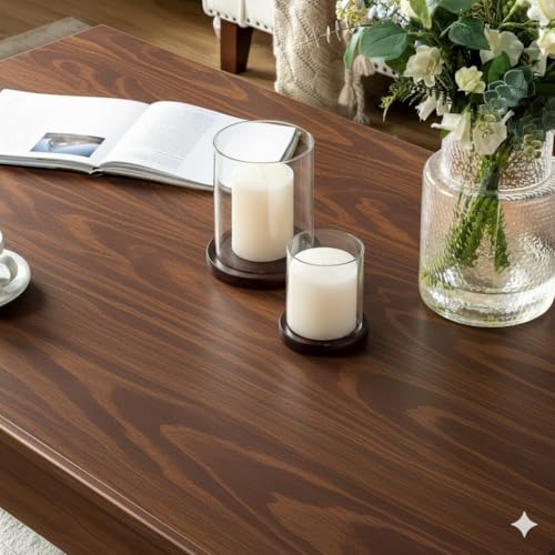 Image of MISAN Solid Sheesham Wood Coffee Table - Elegant Center Table with Two Spacious Drawers | Sturdy & Stylish Wooden Furniture for Home & Living Room (E - Walnut)