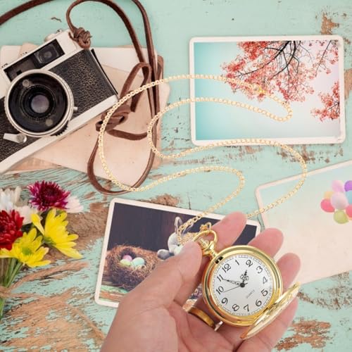 Image of Hemobllo Vintage Pocket Watch for Women Gold Antique Chest Watch with Chain Elegant Souvenir Timepiece Classic Mechanical Dainty Design