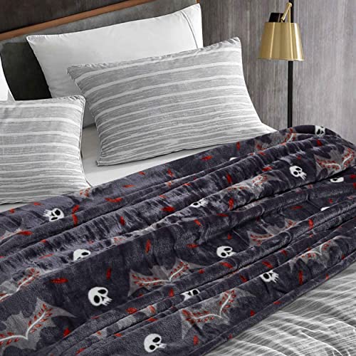 Thesis Halloween Blanket Fleece Throw Blanket – Soft Plush Printed Skulls And Bats Blanket Microfiber Oversized Throw Blanket 50X70 Inches #TOP4