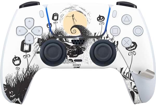 Skinit Decal Gaming Skin Compatible with PS5 Pro Bundle - Officially Licensed Disney The Nightmare Before Christmas Jack on Spiral Hill Art Design
