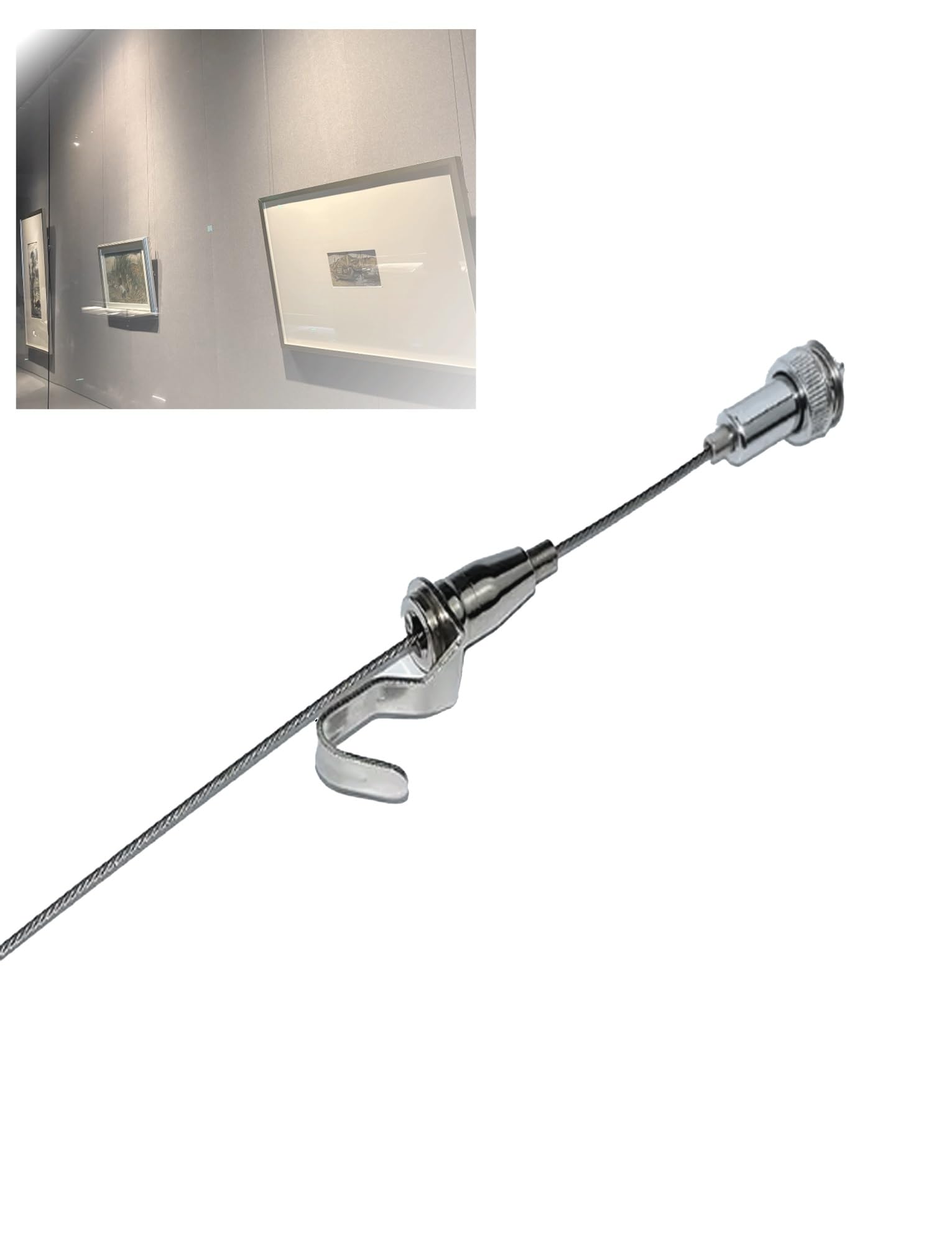 Sistema ajustable para colgar cuadros en el techo con cables de acero, montaje superior y riel empotrado para obras de arte y marcos