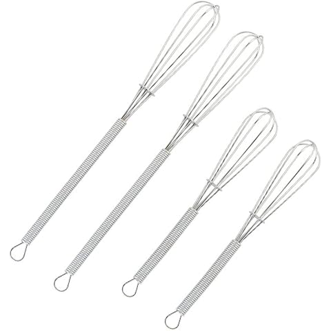 Wingsflying Paquete de 4 mini batidores de cocina de alambre pequeño batidor de salsa de salsa mini batidor de plata Cover