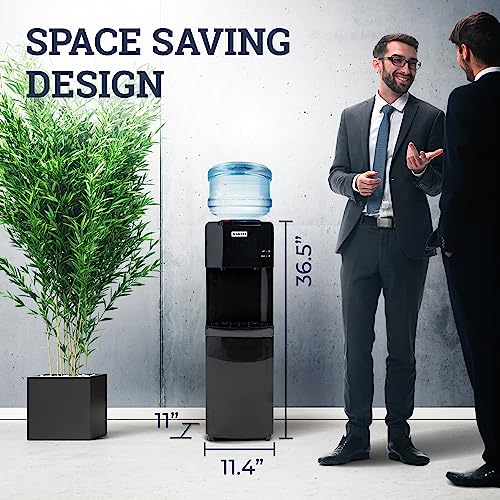 Igloo Top Loading Water Cooler – Hot & Cold Dispenser – Sleek Black, Holds 3 & 5 Gallon Jugs, Child Safety Lock – for Homes, Kitchens, Offices, Dorms