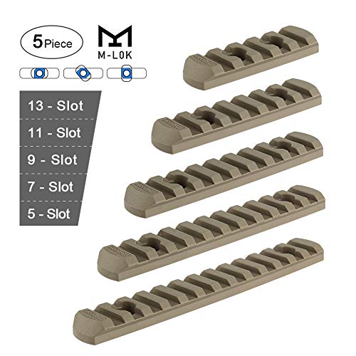 Aecktech M-Lok Polymer Picatinny Rail Sections, 5-Slot 7-Slot 9-Slot 11-Slot 13-Slot Lightweight Rail