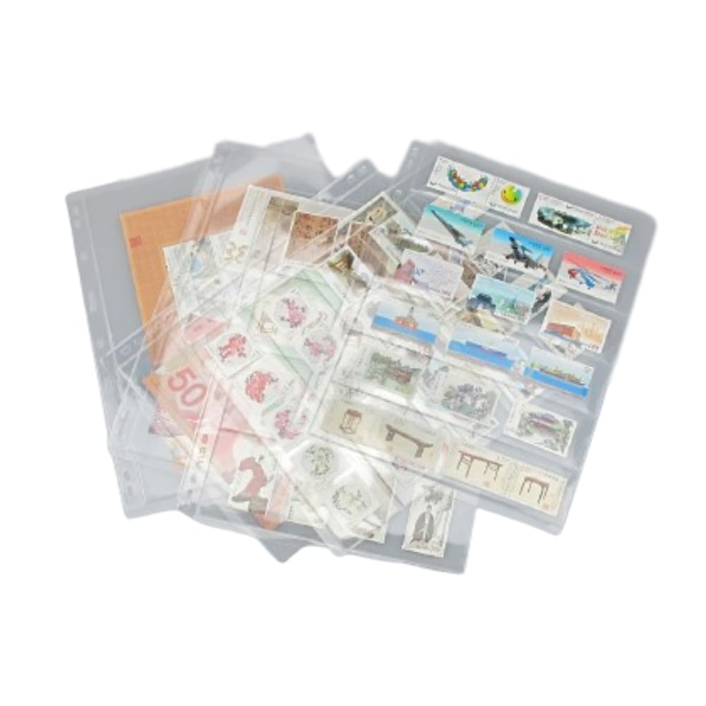 PCCB MINGT 10Pcs Standard 9-Hole Transparent Single-Sided Album Inner Sheets Stamp Banknote Collection Album Inserts Pages For Coin Collecting And Supplies (4 Pockets) - Image 3