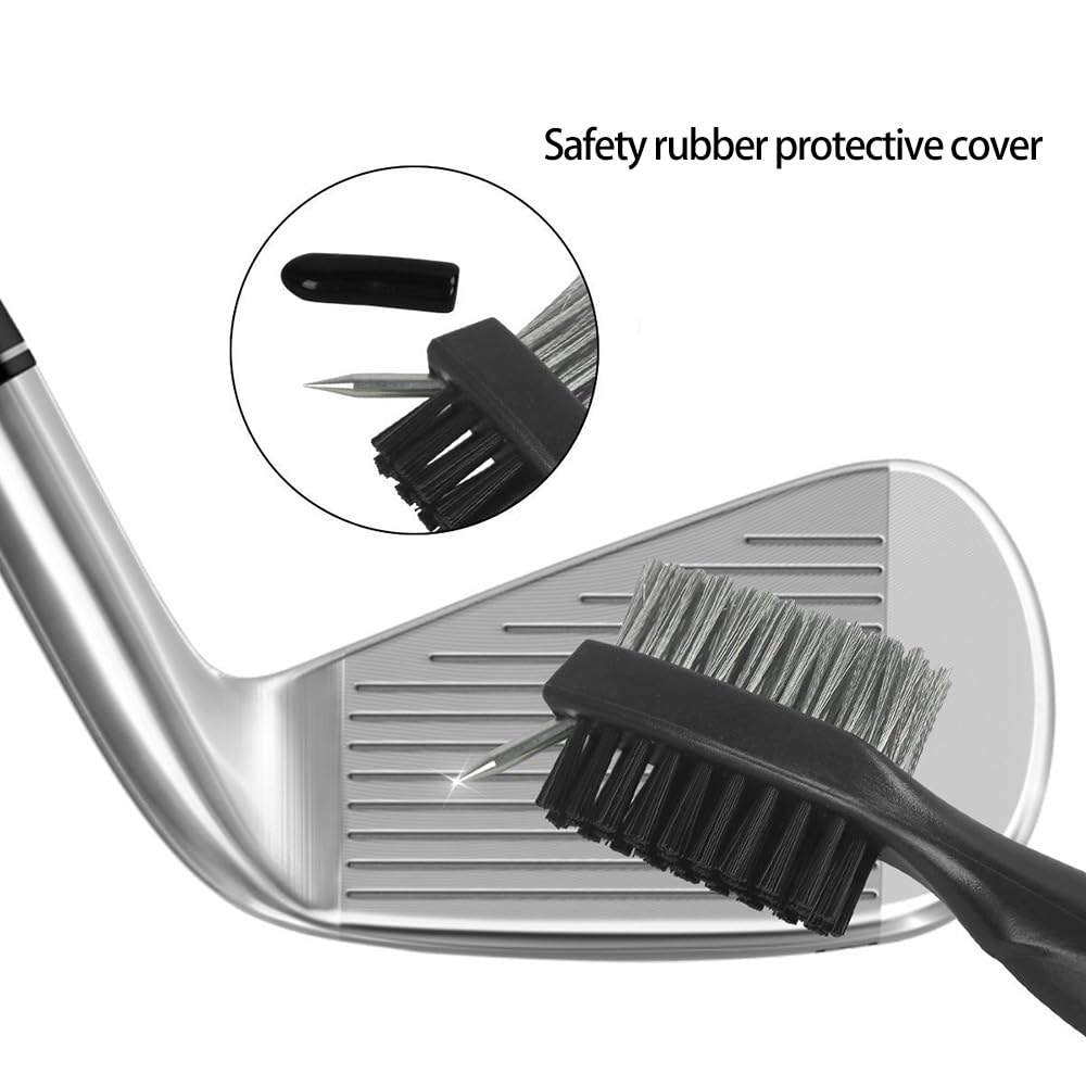 Limpiador de Palos de Golf Cepillo de Doble Cara Nailon y Acero para Limpieza de Grooves