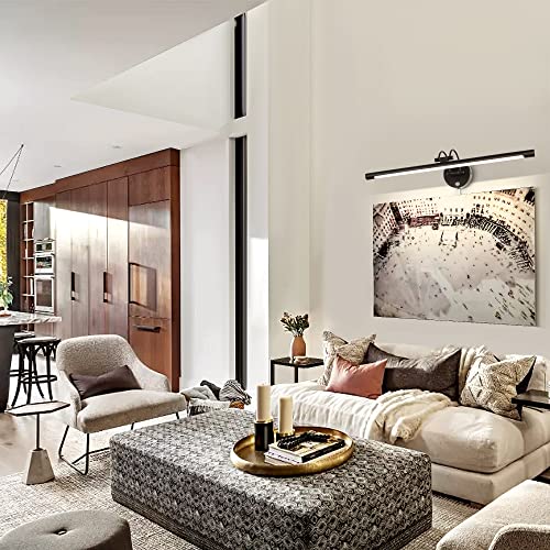 MantoLite LED Dimmable Bathroom Vanity Light Fixture 24inch Cabinet Picture Wall Lights, Indoor Lightings Wall Sconce with Ajustable Arm Bedside Reading Lamp, Pulg in Display Lamps (Black, 3000K 12W) - Image 5