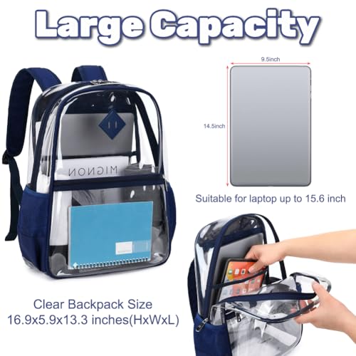 Clear PVC Waterproof Transparent Backpack, Heavy Duty See Through for Girls Boys Women Men - Dark Blue3