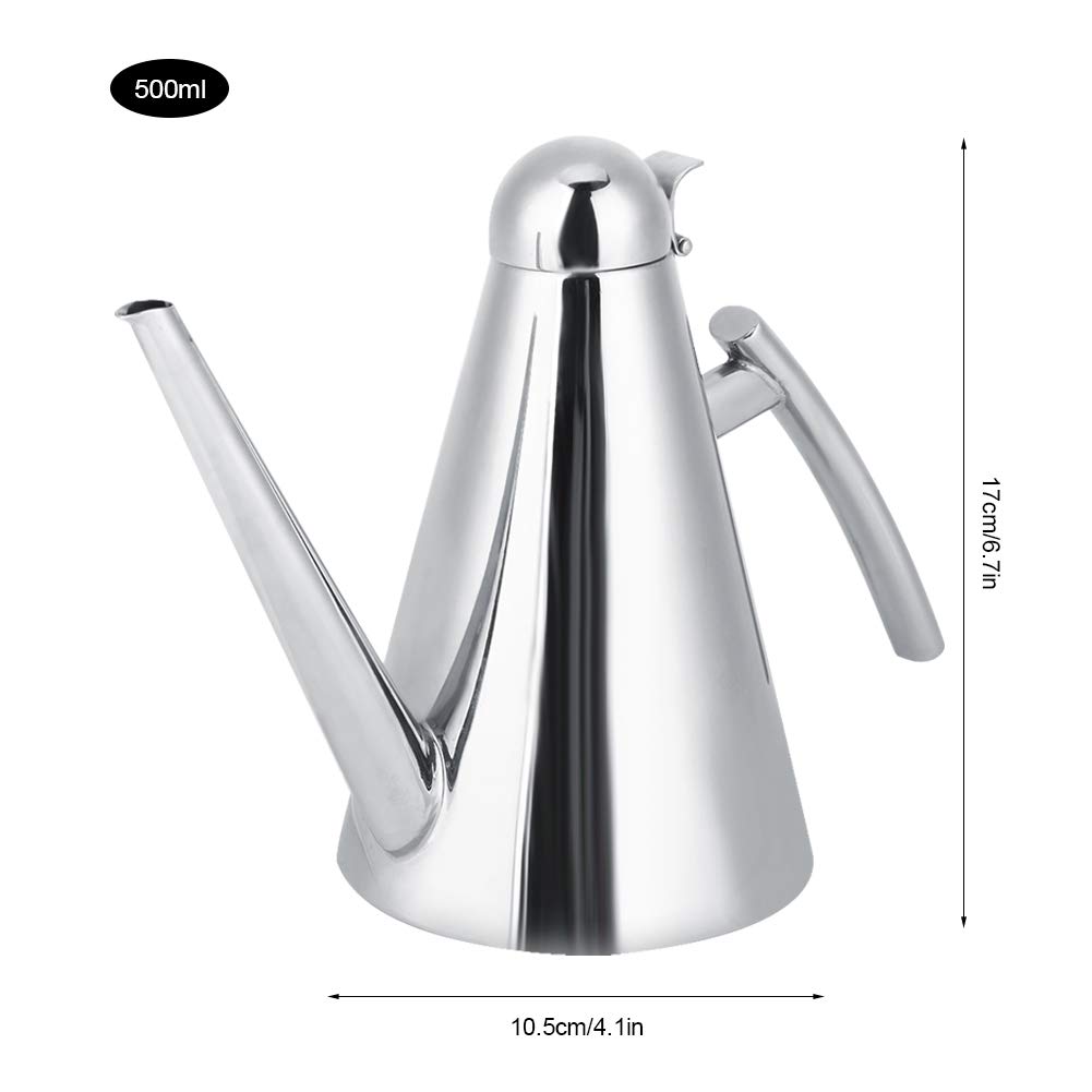Dispenser per olio d'oliva, in acciaio inox, da 500 ml, versatile per conservare olio, aceto e salse, accessorio essenziale da cucina per cucinare a casa e chef gourmet