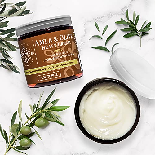 Qhemet Biologics Amla & Olive Heavy Cream - Moisturizing Balm For Extremely Dry & 4C Hair - Adds Soft, Supple Moisture & Hydration To Afros, Coils, Curls, Puffs, Twists, Braids, Locs & More (8.9 Oz) #TOP5