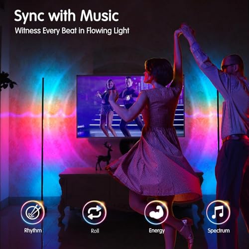 Image of DeeprBling LED Floor Lamp, 165 cm RGB Dimmable Floor Lamp with Remote Control and Bluetooth APP, 16 Million Colours, Music Sync and Timer, DIY Mode (Multicolored)
