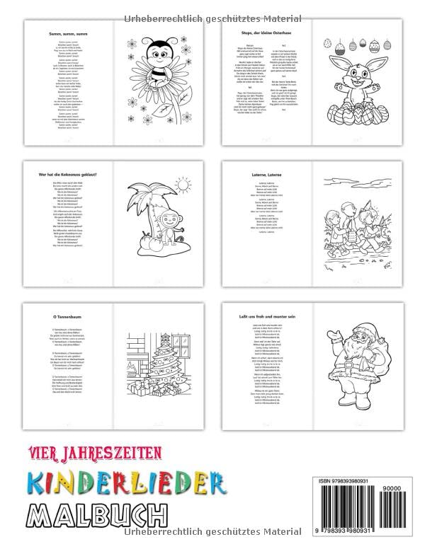 Vista 2 de Vier Jahreszeiten Kinderlieder Malbuch ab 3 Jahre für Mädchen und Jungen (German Edition)