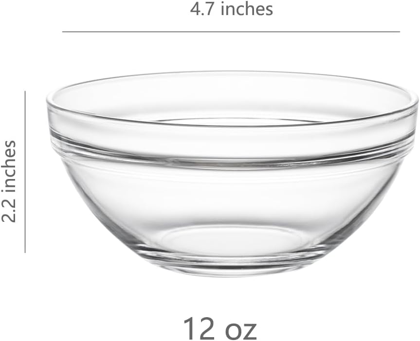 Sweejar 4.5 inch Small Glass Bowls Set, 12 oz Prep Bowls for Cooking, Small Bowls for Kitchen, Dessert Bowls for Ice Cream, 9 pack 4.5 inch 12 oz