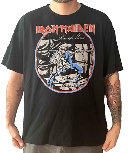 Iron Maiden Piece of Mind Tour Vintage Style Oversized Boxy Fit T-Shirt Officially Licensed