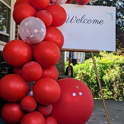 Image of Voircoloria 130pcs Red Balloons Different Sizes 18 inch 12 inch 10 inch 5 inch Party Latex Balloons for Valentine's Day Birthday Christmas Baby Shower Wedding Anniversary Party Decorations