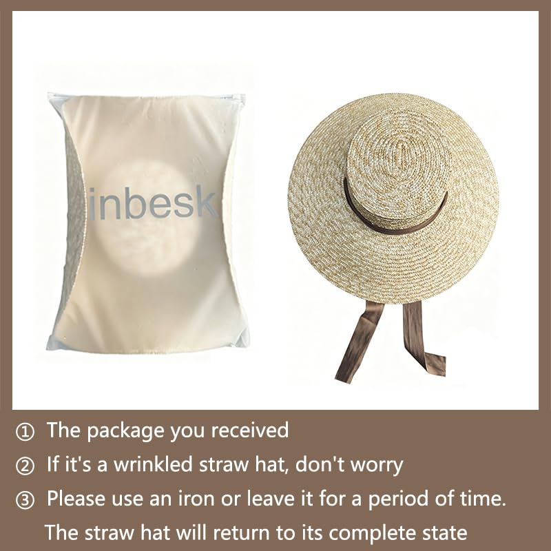 Sombrero de paja para mujer con ala ancha y correa de barbilla miniatura 7