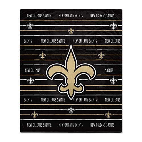 Pegasus Home Fashions New Orleans Saints 60 x 80 Logo Stripe Flannel Fleece Blanket