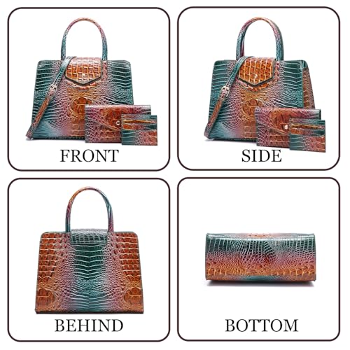 Image of Makcr Joacbv Women Embossed Pattern Satchel Handbags Wallet 3 pcs Set Crossbody Tote Top Handle Vegan Leather Ladies Bag | Embossed Pattern