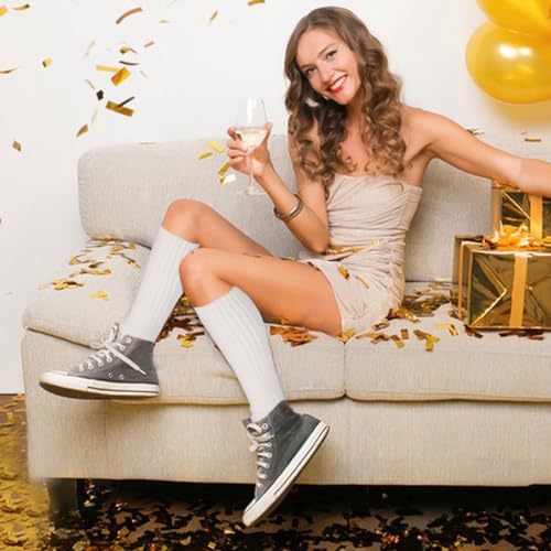 Image of FZBNSRKO Women Girls 80s Knit Leg Warmers Ribbed Long Leg Warmers for Party Sports Accessories