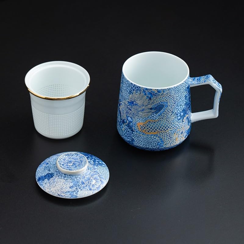GSOUL Kungfu Tea cup Enameled Tea Separator Cups Filigree Silver Dragon Home Office Small Tea Cups