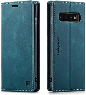 LOLFZ Wallet Case for Samsung Galaxy S10, Magnetic Flip Leather Case with RFID Block Card Slots Kickstand Shockproof Protective Cover Compatible with Galaxy S10 - Black