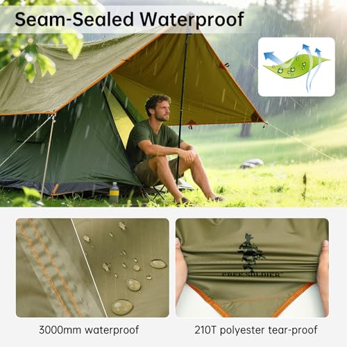FREE SOLDIER Waterproof Portable Tarp Multifunctional Outdoor Camping Traveling Awning Backpacking Tarp Shelter Rain (Brown 10×10.5ft) - Image 4