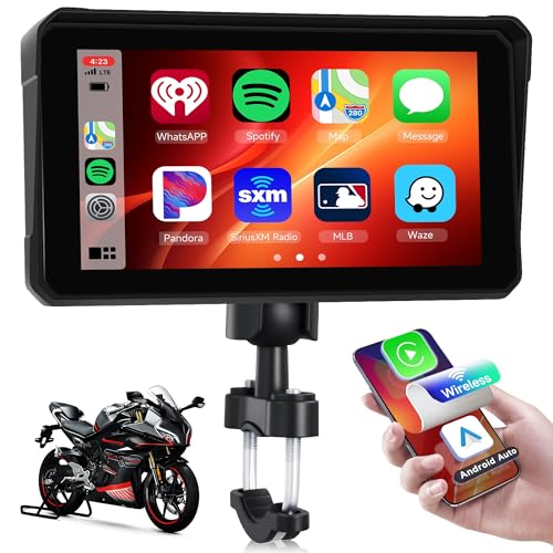Motorcycle Carplay Screen with Bluetooth, 6 Inch Touchscreen Wireless...